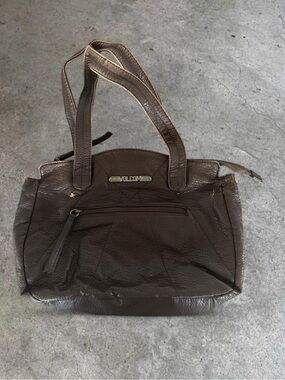 Volcom Dark Brown Pebbled Tote with Front Zip